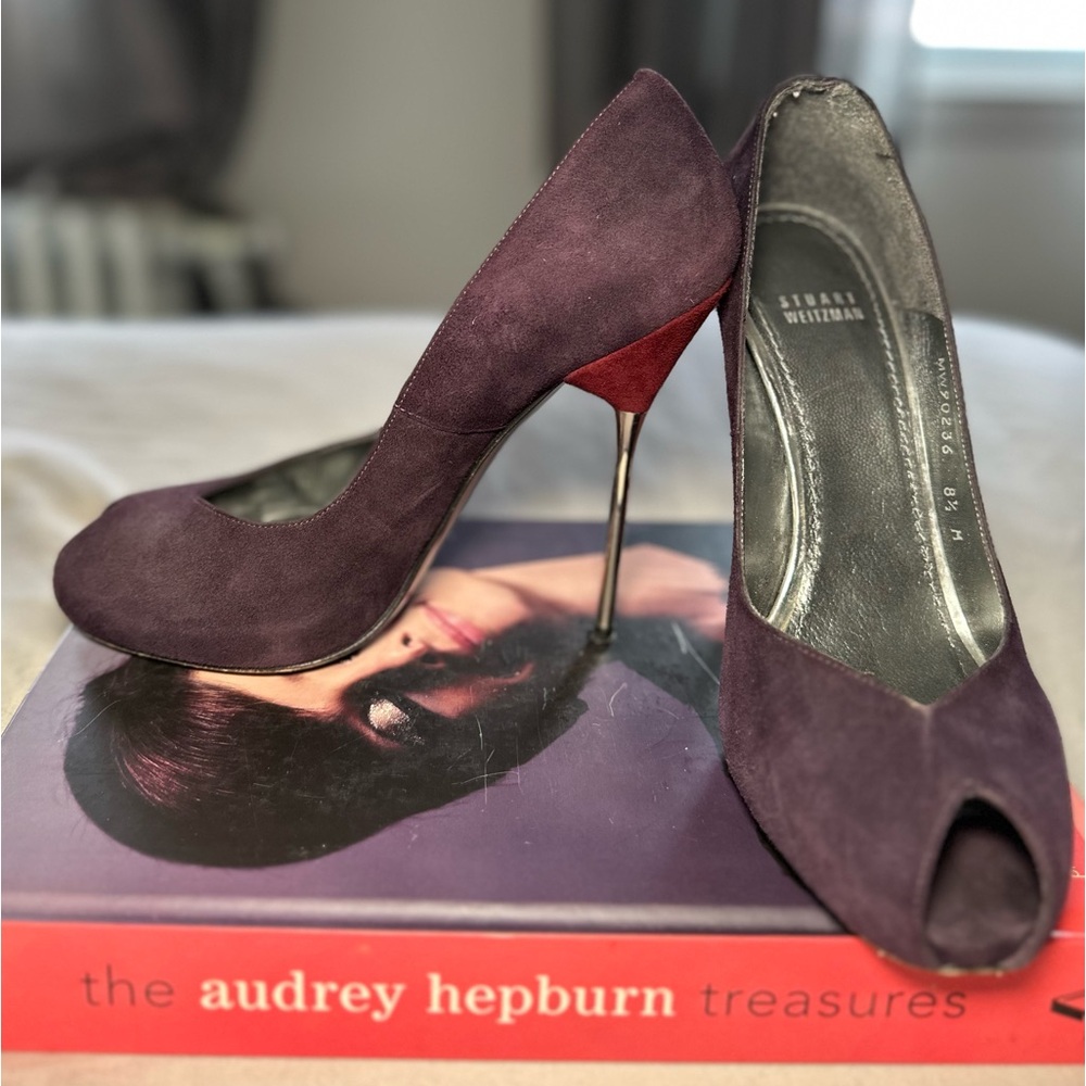 Stuart Weitzman Suede Peep Toe - image 1